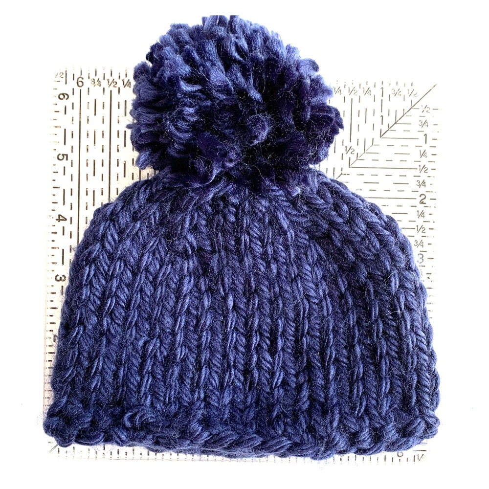 Handmade baby beanie with pom-pom in navy 💙 NWOT